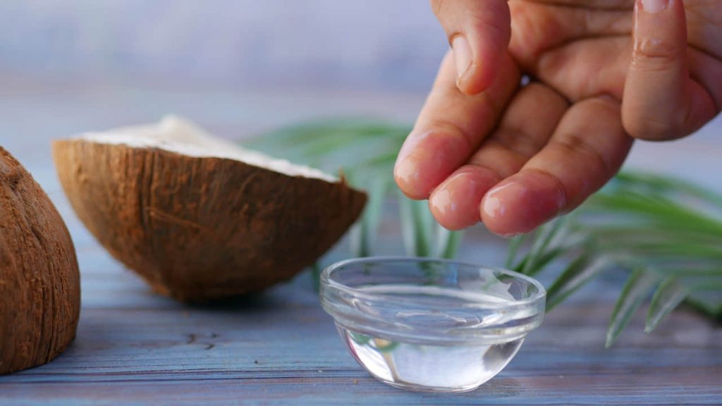 coconut oil on a hand