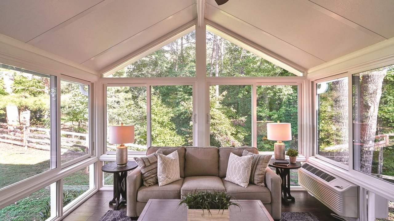 A beautiful white themed sunroom