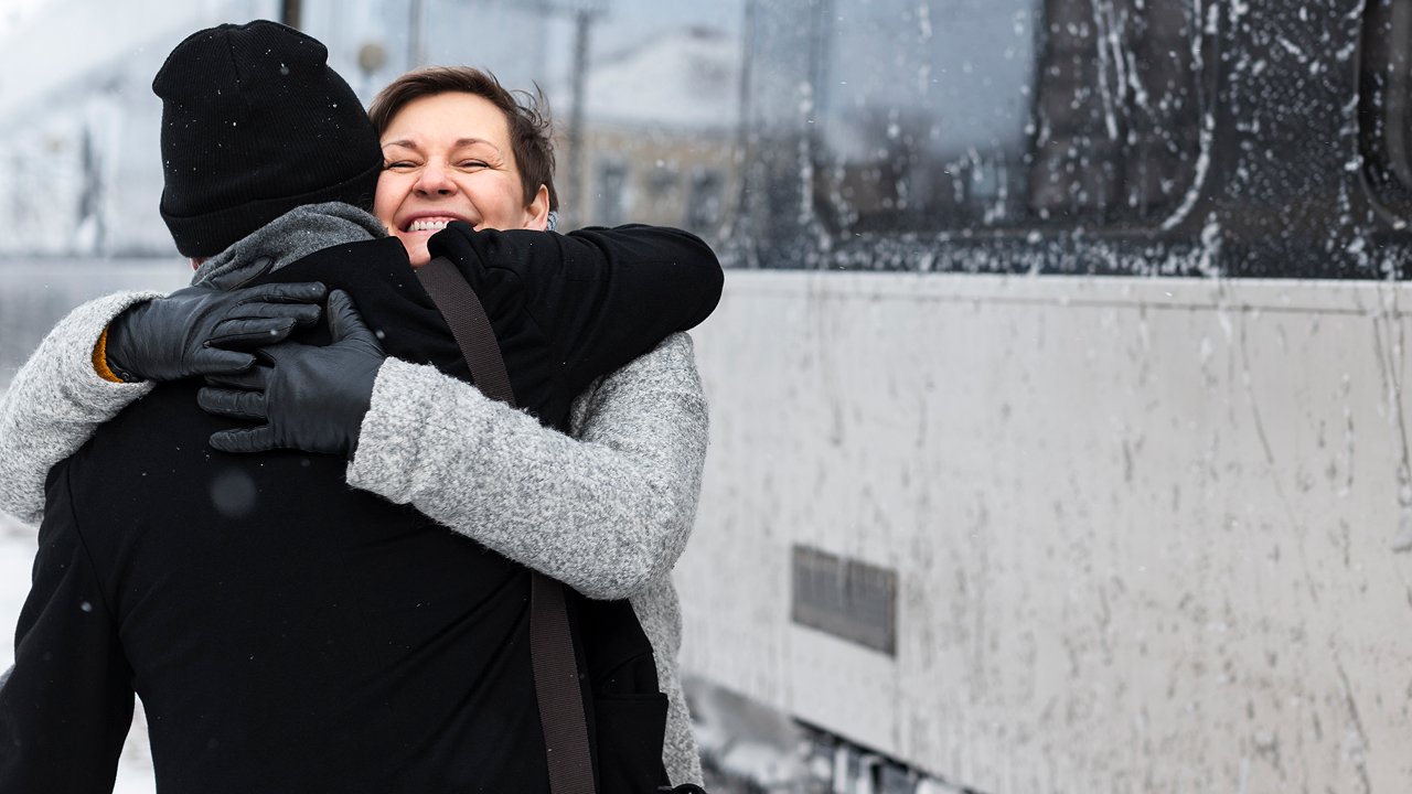 Happy couple hugging eachother is a form of love language