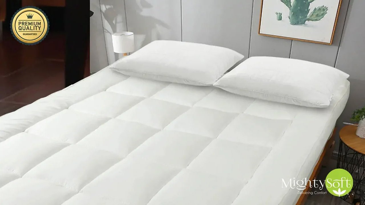 Mighty soft white king size mattress topper