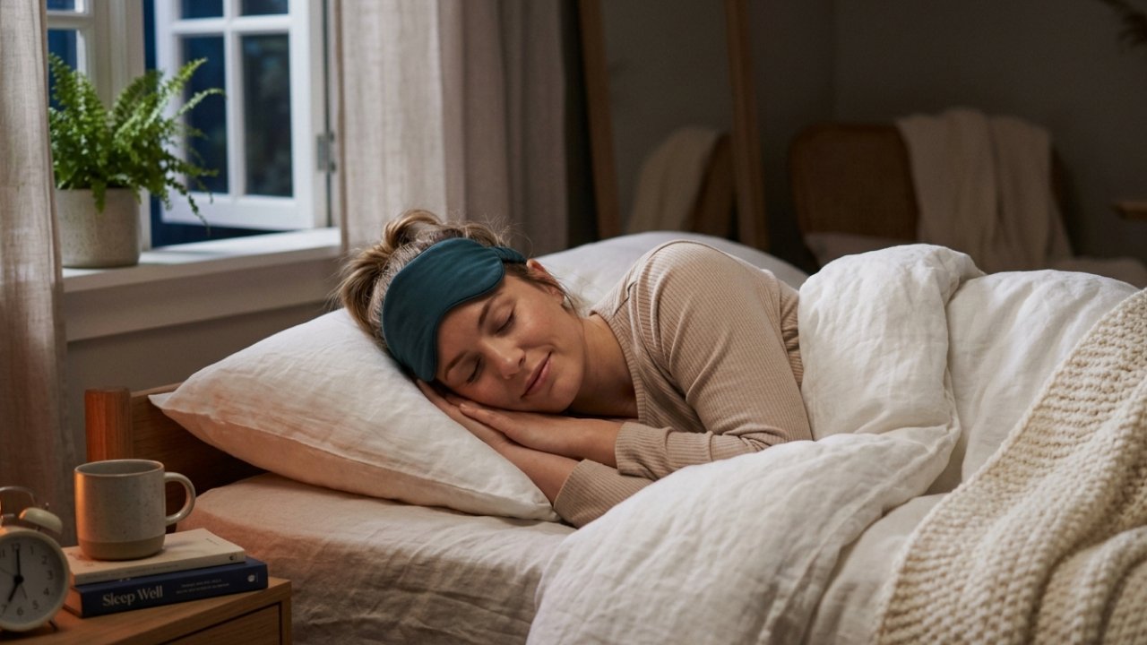 A woman sleeping peacefully in a cozy bed