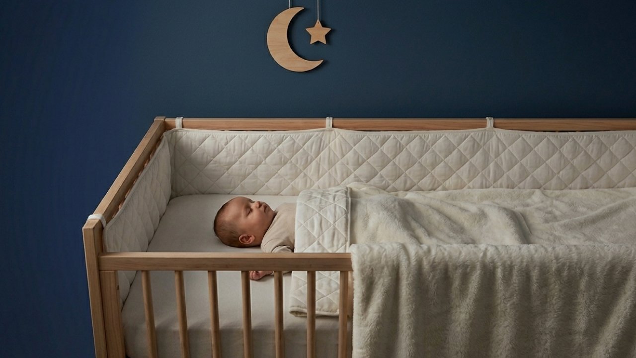 A sleeping baby covered with a soft blanket